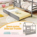 Twin Size Wooden Platform House Bed with Trundle and Roof by LJGDeals
