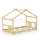 Twin Size Wooden House Bed with Roof
