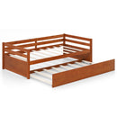 Twin Size Wooden Slat Trundle Platform-Dark Brown by DirectDeals