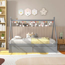 Twin Size Wooden Tent Platform House Bed with 2 Drawers by LJGDeals
