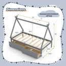 Twin Size Wooden Tent Platform House Bed with 2 Drawers by LJGDeals