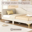 Full/Twin Size Upholstered Daybed with Metal Legs and Wood Slats by LJGDeals