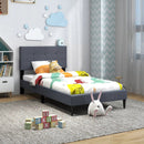 Twin Size Upholstered Platform Bed with Button Tufted Headboard-Gray by LJGDeals