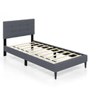 Twin Size Upholstered Platform Bed with Button Tufted Headboard-Gray by LJGDeals