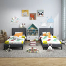 Twin Size Upholstered Platform Bed with Button Tufted Headboard-Gray by LJGDeals