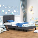 Twin Size Upholstered Platform Bed with Button Tufted Headboard-Gray by LJGDeals