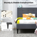 Twin Size Upholstered Platform Bed with Button Tufted Headboard-Gray by LJGDeals