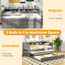 Twin XL Captain Bed with 2 Twin Trundle Beds and 3 Storage Cubbies-Gray by LJGDeals