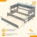 Twin XL Captain Bed with 2 Twin Trundle Beds and 3 Storage Cubbies-Gray by LJGDeals