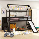 Twin over Twin Bunk Bed with Slide and 2-Step Storage Staircase by LJGDeals