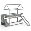 Twin over Twin Bunk Bed with Slide and 2-Step Storage Staircase by LJGDeals