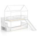 Twin over Twin Bunk Bed with Slide and 2-Step Storage Staircase by LJGDeals