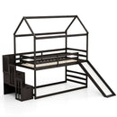 Twin over Twin Bunk Bed with Slide and 2-Step Storage Staircase by LJGDeals