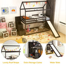 Twin over Twin Bunk Bed with Slide and 2-Step Storage Staircase by LJGDeals