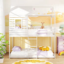 Twin over Twin House Bunk Bed with Roof and Full-length Guardrails-White by LJGDeals