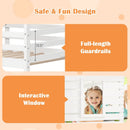 Twin over Twin House Bunk Bed with Roof and Full-length Guardrails-White by LJGDeals