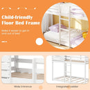 Twin over Twin House Bunk Bed with Roof and Full-length Guardrails-White by LJGDeals