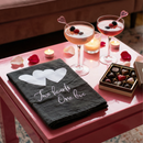 Two Hearts One Love Kitchen Towel | Black and White Stonewashed Tea Dish Cloth | 28" x 28"