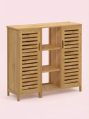 Bamboo 4 Tier Floor Cabinet with Doors, Freestanding Storage by 2Dropme