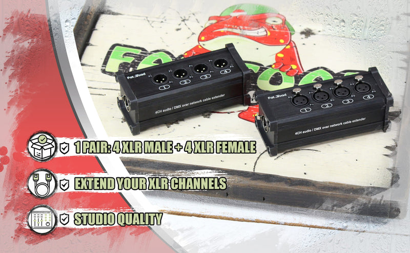 4 Channel DMX Over Network Signal XLR Cable Extender by GRIFFIN - Male & Female Pack with 3 Pin XLR to RJ45 Ethercon Wire for Live Stage Sound Monitoring, Studio Recording & DJ Lighting, PA AES-EBU