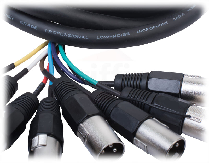 XLR Snake Cable 8-Channel 10ft (2-Pack) by FAT TOAD - Pro-Audio Shielded 3-Pin Balanced Patch Cables for Studio Stage, Live Sound & DJ Mixer