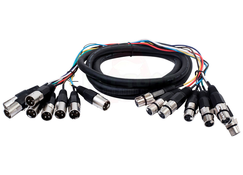 XLR Snake Cable 8-Channel 10ft (2-Pack) by FAT TOAD - Pro-Audio Shielded 3-Pin Balanced Patch Cables for Studio Stage, Live Sound & DJ Mixer