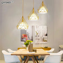 GobekUsa Gold Triangle Pendant Lights: Nordic Style 1head/3heads Metal Fixtures, Simple Décor Lighting