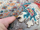 Afghan Oushak (8'11"x12'04") gray/jewel tones