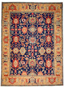 Afghan Serapi (10'00"x13'08") navy/gold
