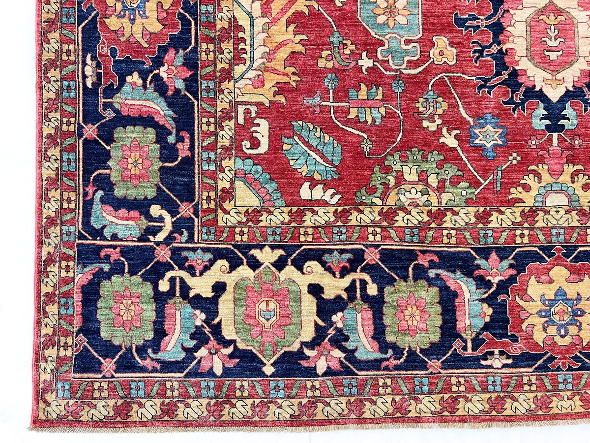 Afghan Serapi (8'09"x12'07") red/blue, photo 2 of 9