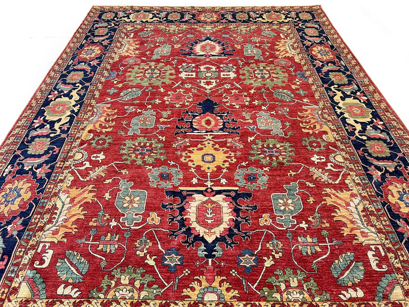 Afghan Serapi (8'09"x12'07") red/blue, photo 8 of 9