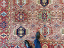 Afghan Karajeh (7'11"x9'08") brown/red