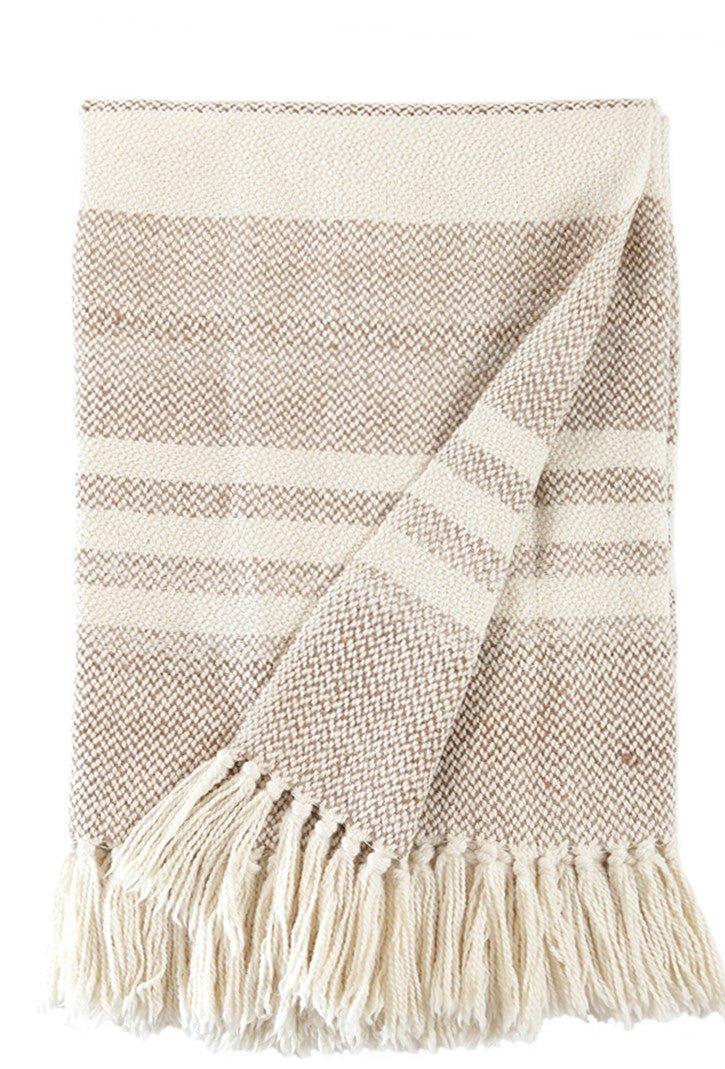 Camel Stripes Wool Blend Blanket, photo 4 of 13