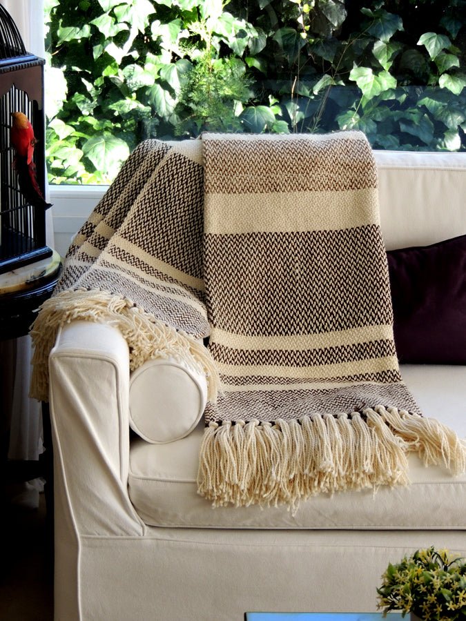 Camel Stripes Wool Blend Blanket, photo 12 of 13