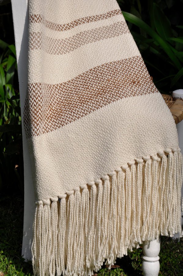 Camel Stripes Wool Blend Blanket, photo 9 of 13