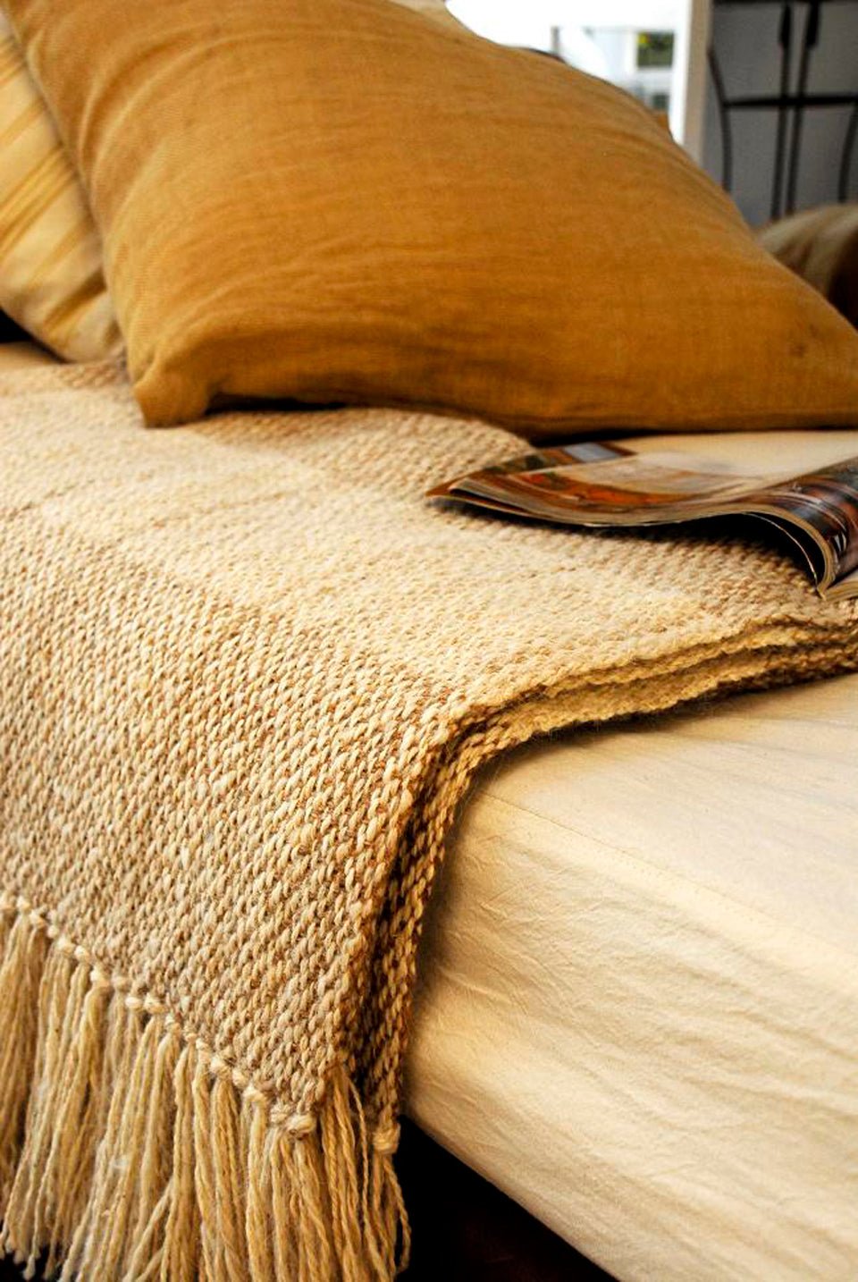 Camel Stripes Wool Blend Blanket, photo 8 of 13