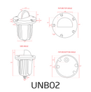 UNB02 Cast Brass 12V Low Voltage Half Moon Round LED In-ground Well Light IP65 Waterproof