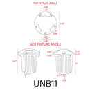 UNB11 Cast Brass Round Tri-Directional 12V Low Voltage LED In-ground Light