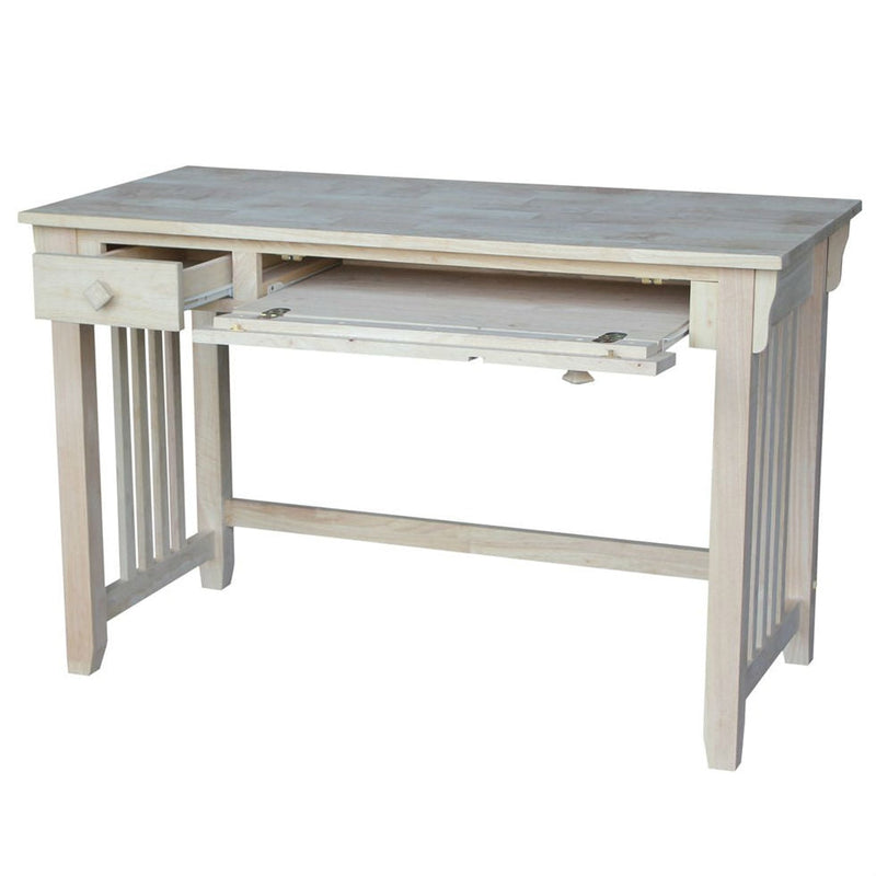 Unfinished Wood Computer Desk with Pull-Out Keyboard Tray and Drawer, photo 2 of 2