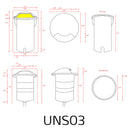 UNS03 Stainless Steel Mono Directional One Slit In-Ground 12V Low Voltage LED In Ground Landscape Lighting