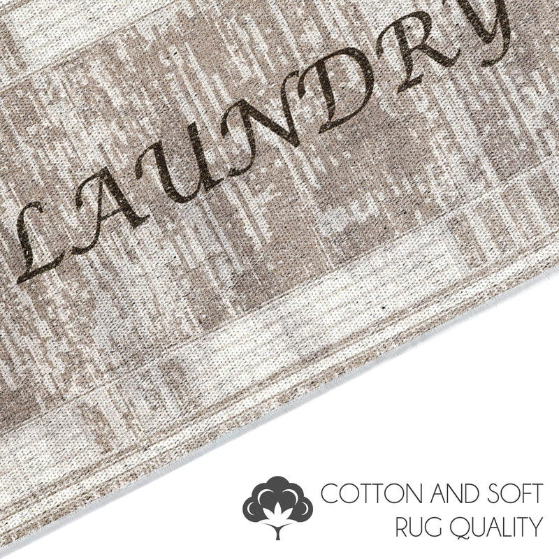 Non Skid Washable Laundry Room Rug Runner - 20" x 59" | Brown&Cream