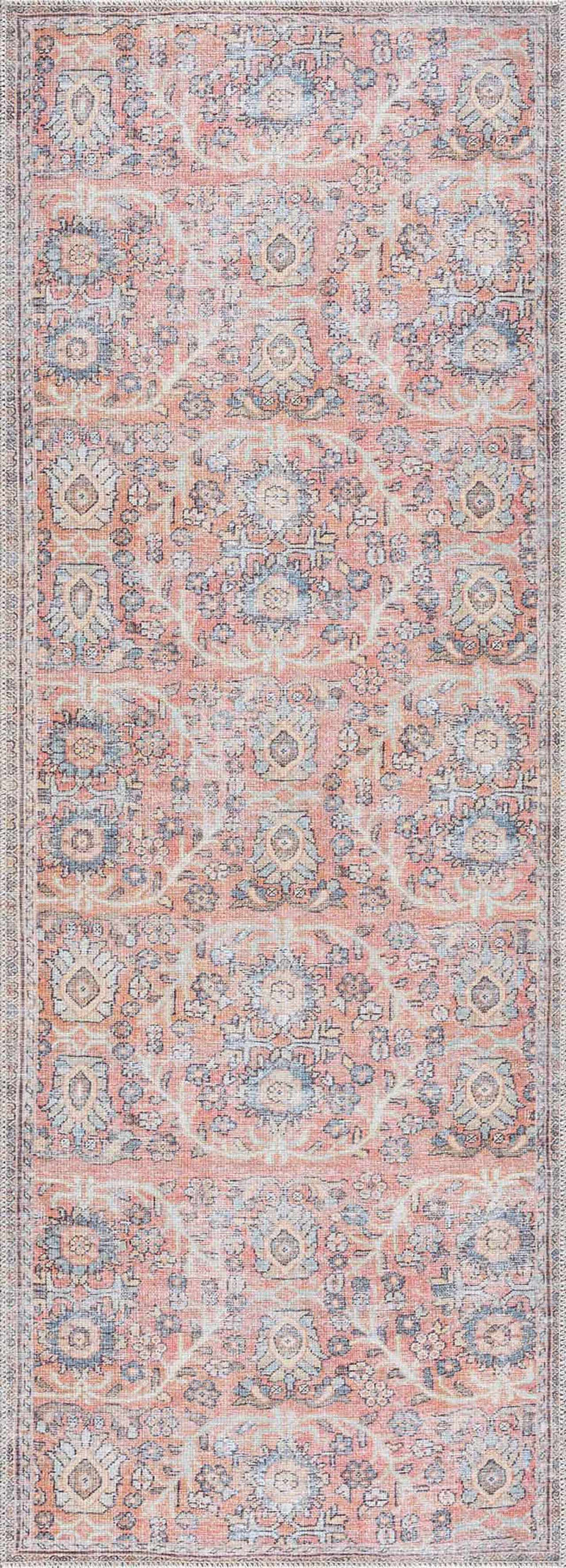 Vintage Flat Pile Washable Rug - Urpi Rose