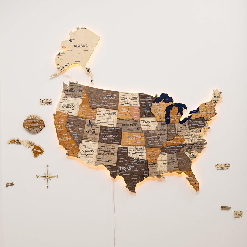 Travel Tracker 3D Wooden USA Map – Multicolor, photo 4 of 7
