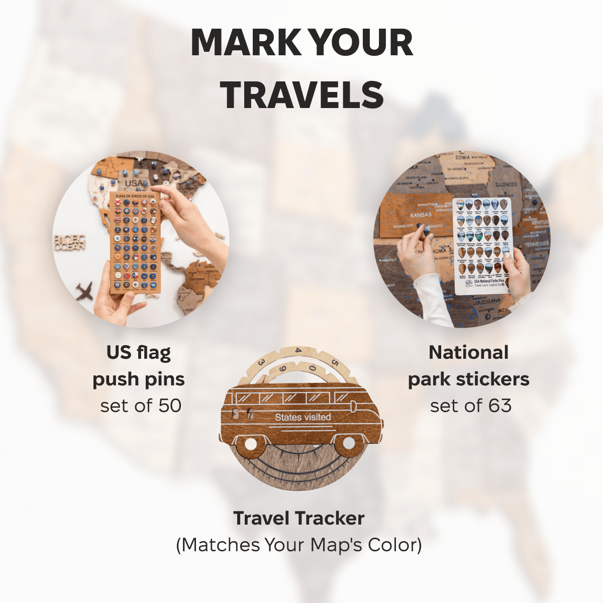 Travel Tracker 3D Wooden USA Map – Multicolor, photo 7 of 7