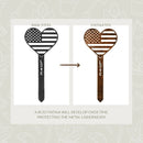 Corten Steel US Flag Heart Garden Stake