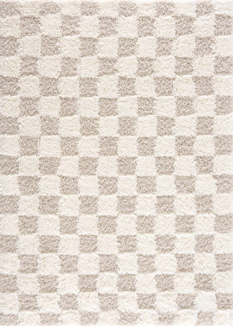 Atira Light Brown Checkered Area Rug