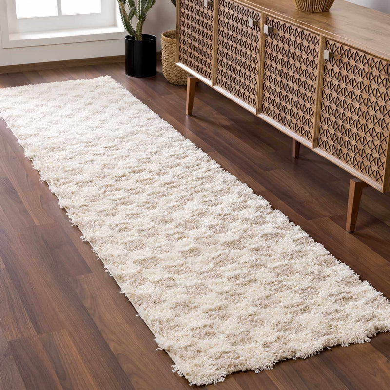 Atira Light Brown Checkered Area Rug