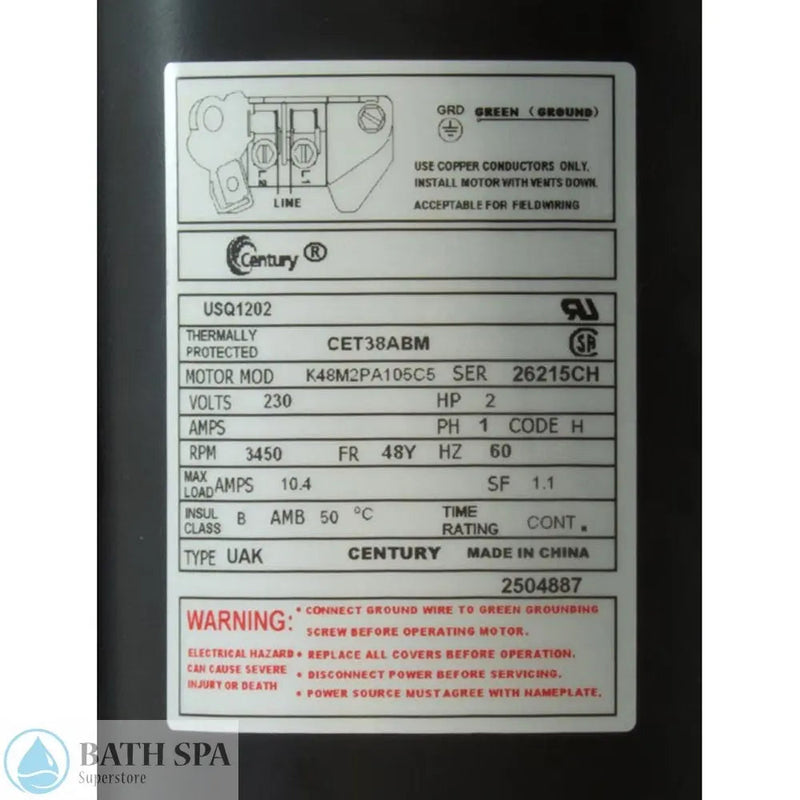 A.O. Smith (AOS) Century  2.0 HP Motor 1 spd [48Y] [208/230V] (USQ1202)