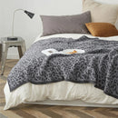 GobekUsa Cozy Leopard Print Knitted Blanket - Winter Faux Fur Microfiber Throw