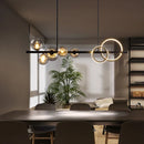 GobekUsa Glass Ball Gold Black LED Chandelier for Kitchen Dining Room Table